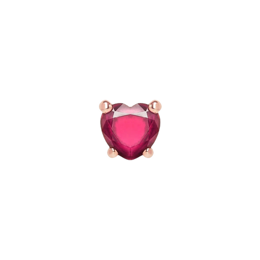 Orecchino Cuore Rubino Sintetico