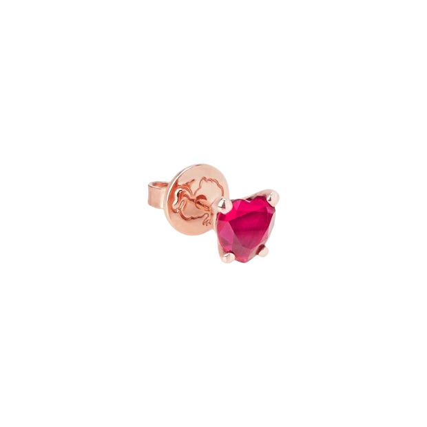 Orecchino Cuore Rubino Sintetico