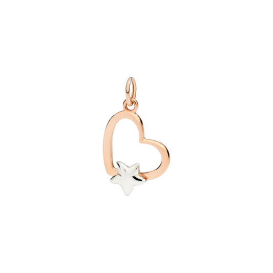 Ciondolo Cuore Oro Rosa e Bianco